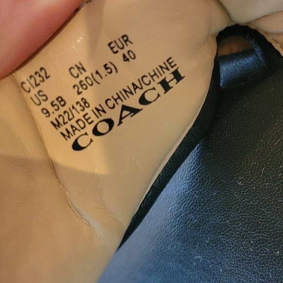 Coach Sylvie Black Leather Logo Platform Thong Sandal - Picture 11 of 13